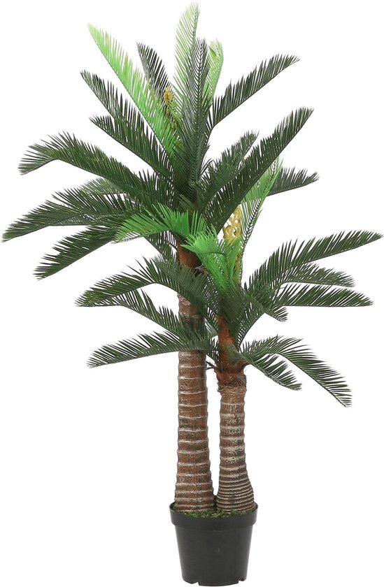 Mica Decorations Palmier Artificiel Cycas - H150 x Ø100 cm - Pot en Plastique - Vert