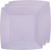 Santex feest bordjes vierkant - lila paars - 10x stuks - karton - 23 x 23 cm