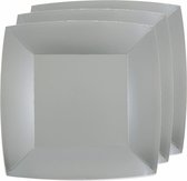 Santex feest bordjes vierkant - zilver - 10x stuks - karton - 23 x 23 cm