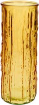 Bellatio Design Bloemenvaas - geel/goud - transparant glas - D10 x H25 cm - vaas