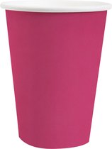 Santex feest/verjaardag bekertjes - 10x - fuchsia roze - karton - 270 ml