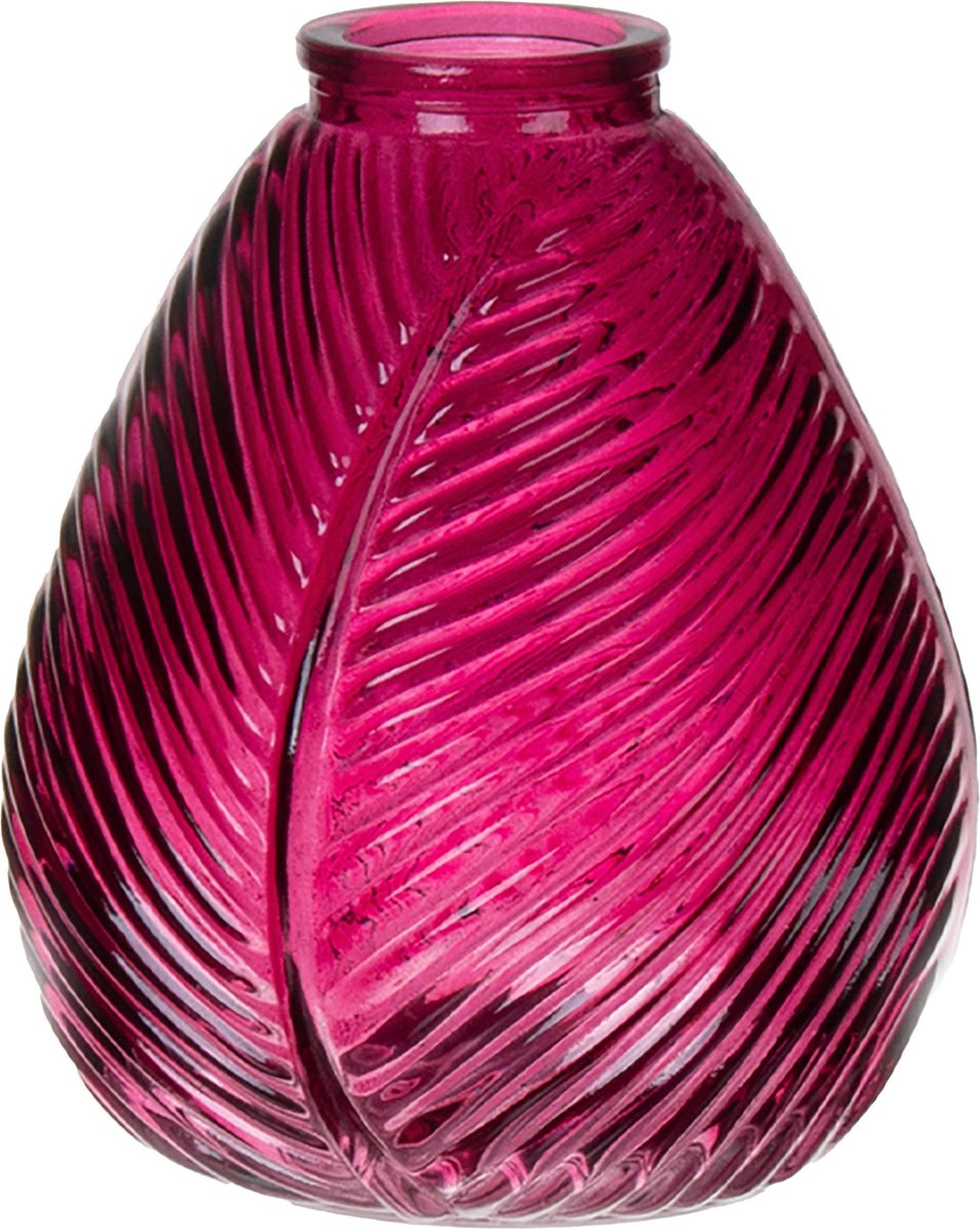 Bellatio Design Bloemenvaas - paars transparant glas - 14 x 16 cm - vaas