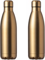 RVS waterfles/drinkfles - 2x - mat goud kleur met schroefdop 790 ml - Sportfles - Bidon