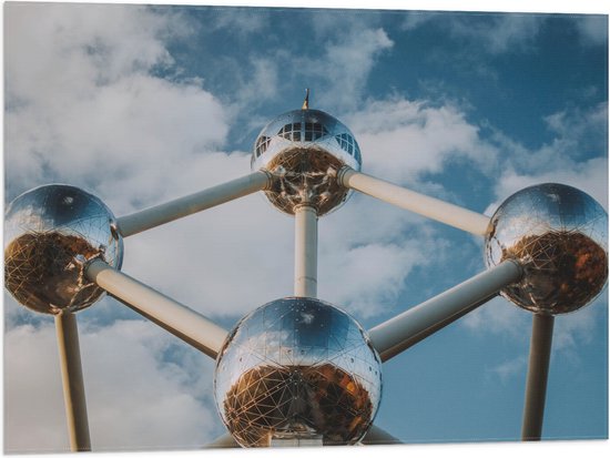Vlag - Atomium in Brussel, België - 80x60 cm Foto op Polyester Vlag