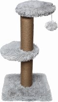 Topmast Krabpaal Fluffy Merida - Grijs - 34 x 34 x 67 cm - Made in EU - Krabpaal voor Katten - Sterk Sisal Touw - Met Kattenballetje