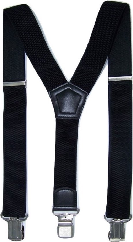 Bretels met stevige sterke brede stalen clips - Zwart - Merkloos