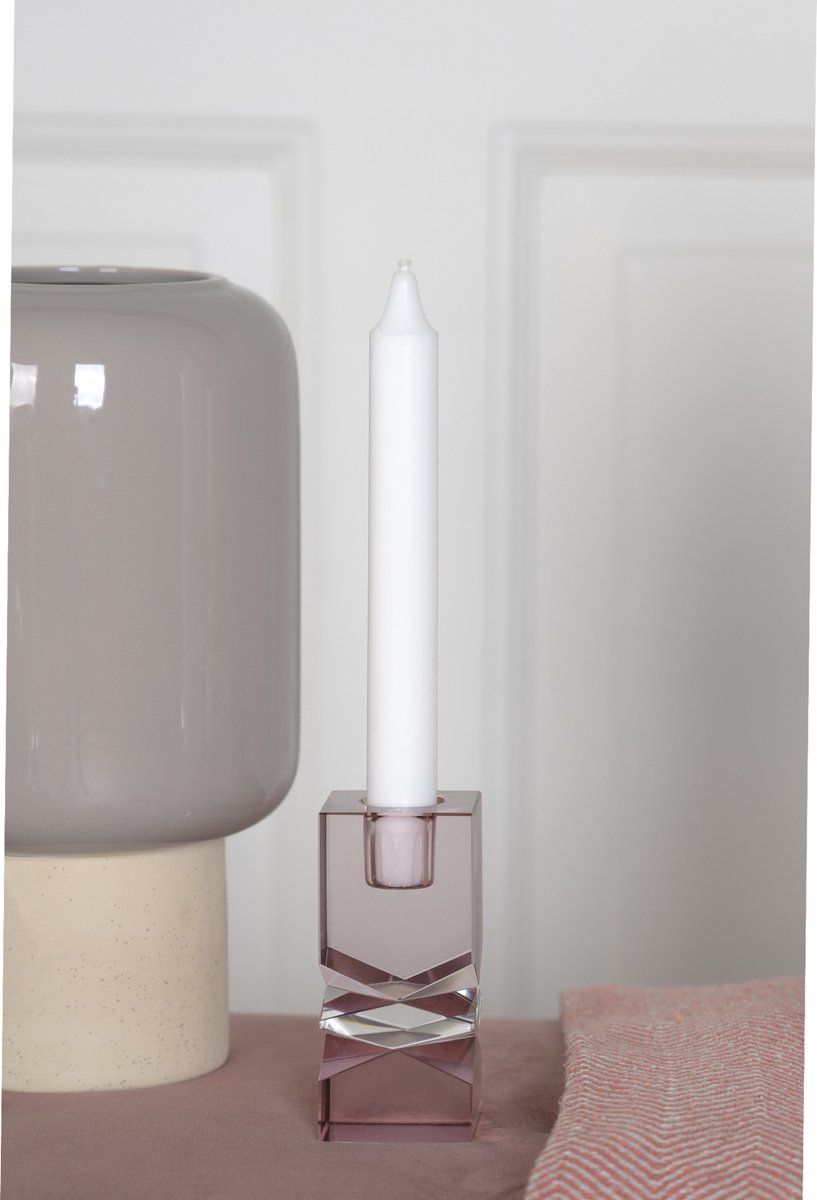 Mira Candle Holder - Candle holder in rose glass