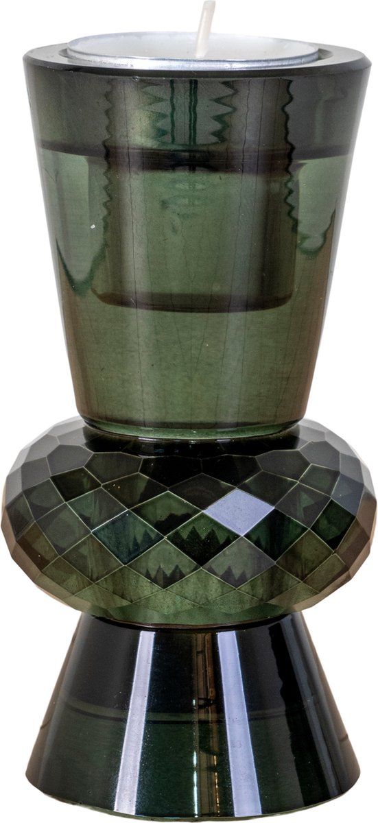 Candle Holder - Candle holder in green glass