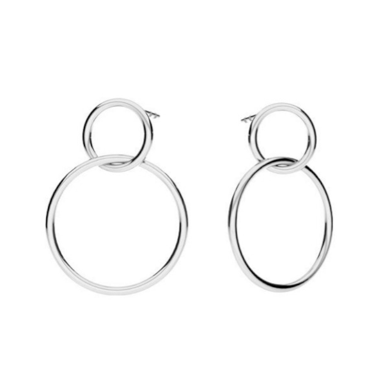 ARLIZI 2206 Oorbellen twee ringen - sterling zilver - 2,3 cm