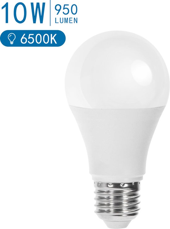 Gloeilamp E27 | A60 LED lamp 10W=85W traditioneel licht | daglichtwit 6400K