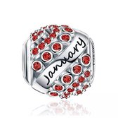 Zilveren Bedel Maand Januari | Horoscoop Sterrenbeeld | | Sterling zilver 925 | Bedelarmband | Sieraden | Moederdag Cadeau | Past op de 3 Millimeter - Standaard Armband | Romystones