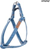 Amiplay Harnas verstelbaar Denim blauw maat-M / 30-55 x1,5cm