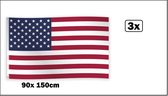3x Drapeau USA 90cm x 150cm - Landen festival thème fête fun anniversaire Amérique US