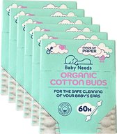Bébé Needs cotons tiges - 100% Katoen - 5 boîtes X 60 pièces - baby friendly - nettoyer les oreilles - bébé - layette - colis maternité - livraison -