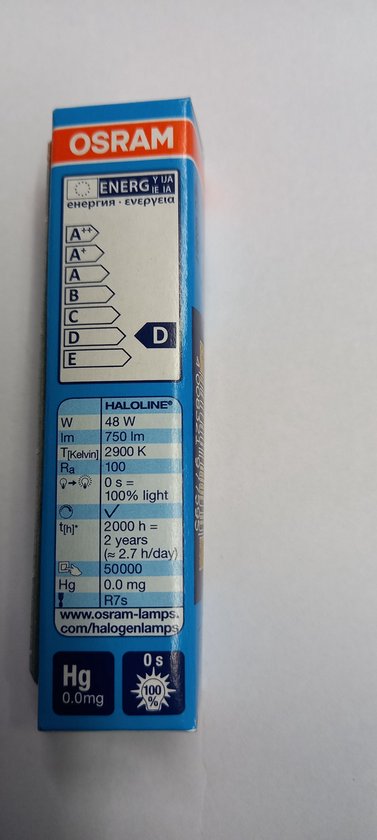 LAMPADA,ALOGENA,LINEARE,CORTA,48W,60W,R7S,OSRAM,HALOGEN,H64684ECO