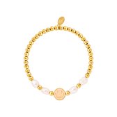 Bracelet smiley avec perles - or