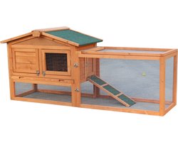 Topmast Konijnenhok Sunshine – 155x53x70 cm – Met Ren – Hout – Buitenhok