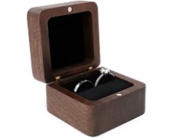 Ringdoosje hout - één of twee ringen - aanzoek - sieradendoos - huwelijk - bruiloft - walnoot - oorbellen doosje - cadeau - huwelijksaanzoek