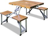 Deuba Picknicktafel Campingtafel - opvouwbaar voor 4 personen - hout en aluminium