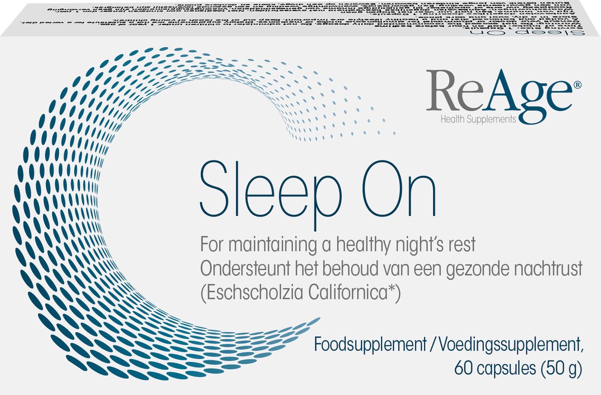 Goedkoopste ReAge Slaapsupplement Sleep On - 60 Stuks - Melatonine en 5-HTP (Griffonia-extract), Eschscholzia (Slaapmutsje), Magnesium, B-Vitaminen - Slapeloosheid, Nachtrust, Doorslapen - Slaaptabletten - Slaappillen - ReAge