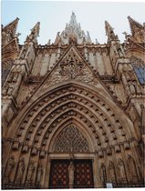 Vlag - Vooraanzicht van Kathedraal in Barcelona in Spanje - 30x40 cm Foto op Polyester Vlag