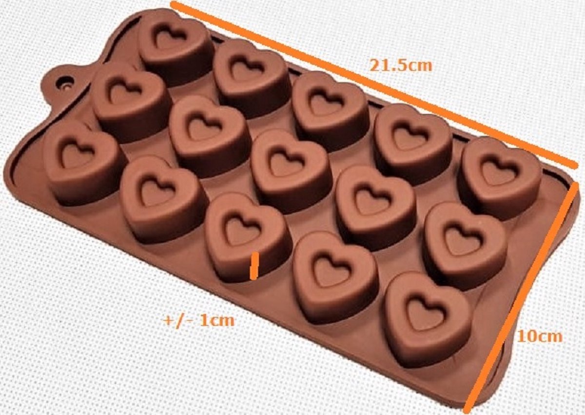EIZOOK Praline chocolade ijs zeepjes vorm - 15 hartjes - Siliconen