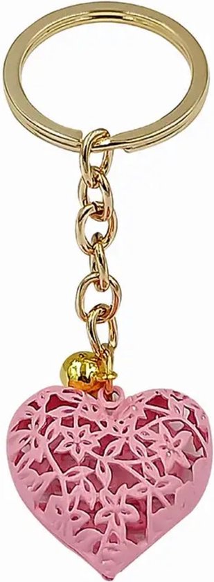 Akyol - Hartjes – Sleutelhanger – sleutelhanger hartje -Hartjes sleutelhanger-valentijnsdag cadeau – Liefde – Valentijnsdag – Love – Hart – Hart sleutelhanger – Liefde cadeau – Rood – Goud – Valentijns cadeau