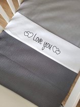 ledikant - lakentje - maat 100-150 cm - Love you - zwart