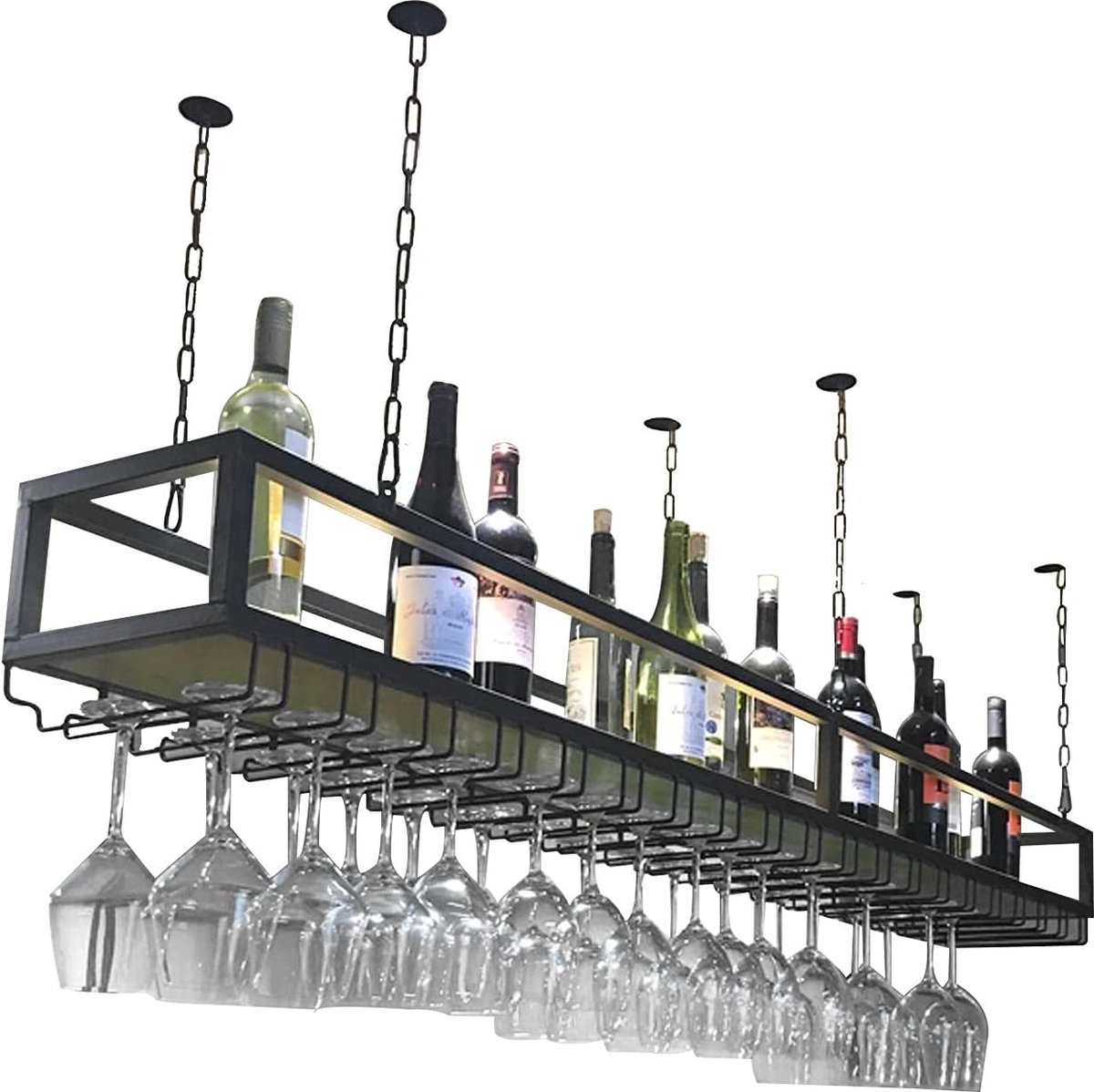 Plafond Wijnrek Verstelbare Hoogte Decoratie Plank, Retro Ijzer Massief Houten Plafond Plank Enkele Laag, Voor Bars/Restaurants/Keukens (Size : 60 * 25 * 100cm Plafond Wijnrek Verstelbare Hoogte Decoratie Plank, Retro Ijzer Massief Houten Plafond Plank Enkele Laag, Voor Bars/Restaurants/Keukens (Size : 60 * 25 * 100cm