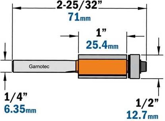 CMT Orange Tools 906.690.11b – shorten cutter with ball bearings HW S 12 D 19 x 50.8 RH