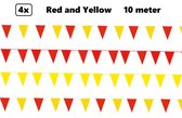 4x Vlaggenlijn Red and Yellow party 10 meter - rood en geel - Festival thema feest party verjaardag gala jubileum
