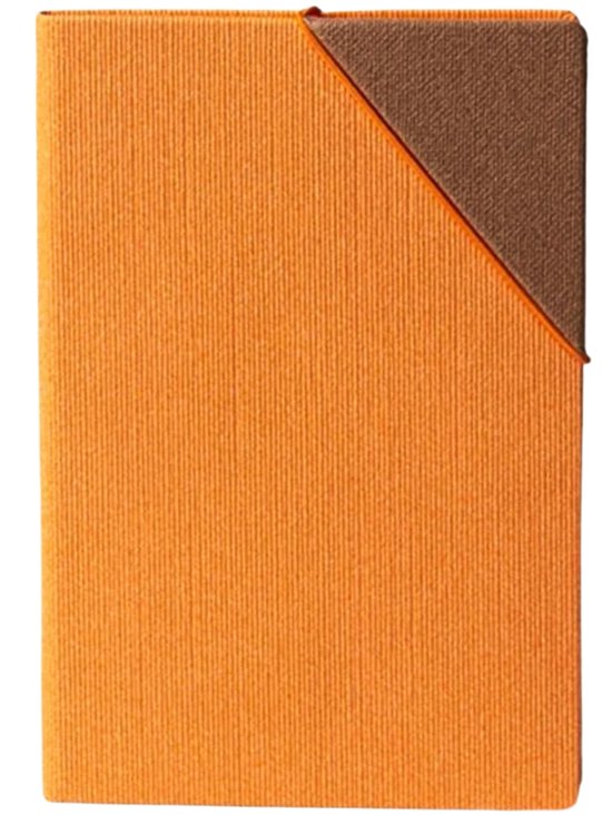 Papacasso Carnet A5 - Hardcover Rigide de Luxe - 256 Pages Lignées - Papier Premium Sans Acide - Élastique - Compartiment de Rangement - Oranje