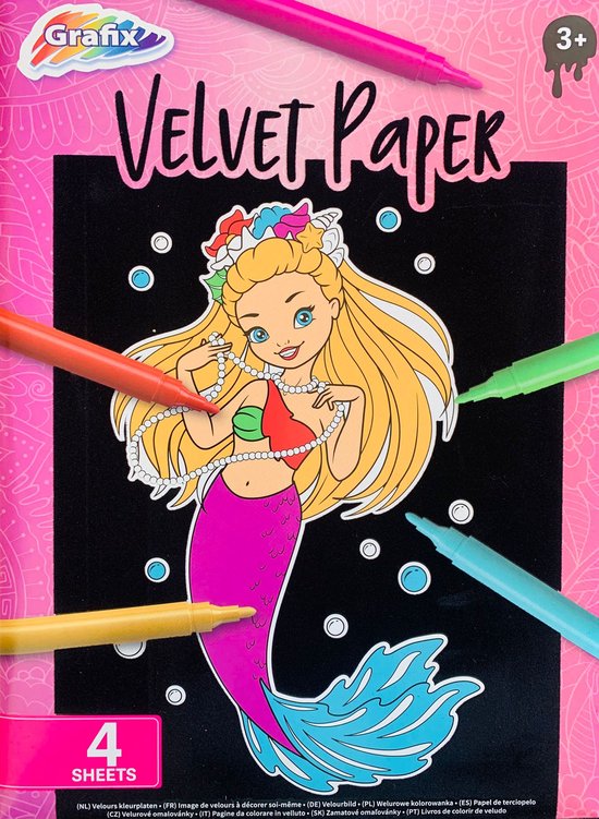Grafix Velvet kleurplaten ''Zeemeermin'' Knutselen meisjes
