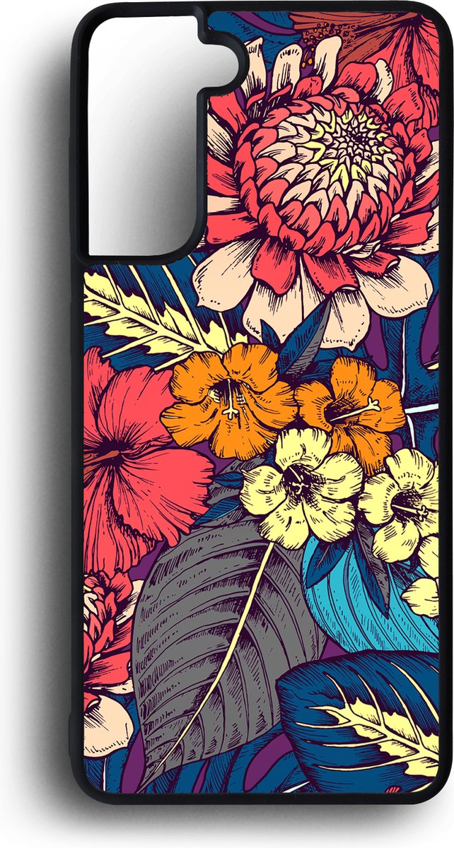 Ako Design Samsung Galaxy S21 hoesje - Bloemen - veelkleurig - Hoogglans - TPU Rubber telefoonhoesje - hard backcover