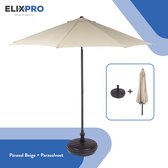 ElixPro - Parasol avec socle - Parasol bâton Premium - Beige - Ø 300 cm