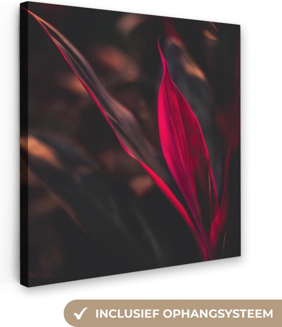 Canvas Schilderij Stilleven - Bladeren - Planten - Rood - 20x20 cm - Wanddecoratie