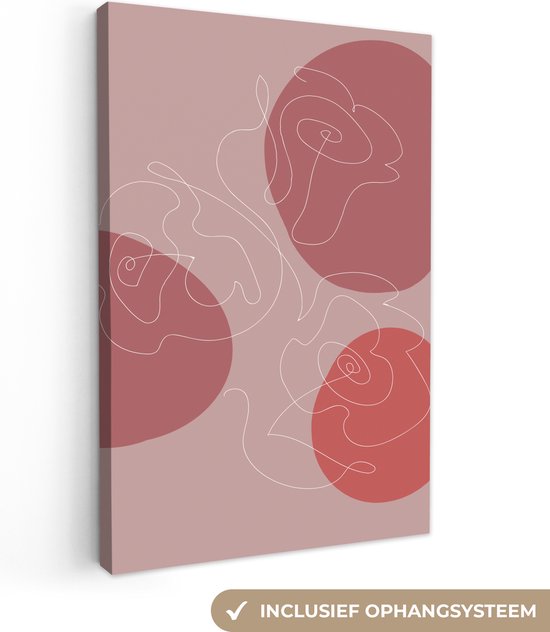 Tableau sur toile Roses - Rouge - Fleurs - Abstrait - 80x120 cm - Décoration murale