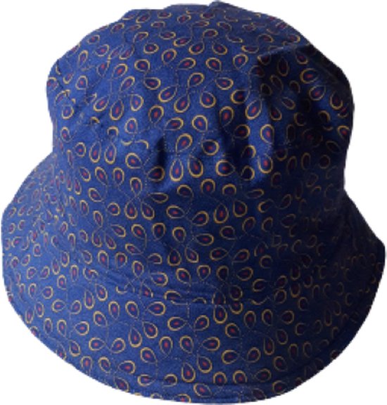 Jacqui's Arts & Designs - African design - bucket hat - handgemaakt - zonnehoed - 63 - 63 cm- vissershoed - konings blauw - Afrikaanse stof - Afrikaanse print -kleurrijk - omkeerbaar -2 in 1 - reversible - unisex