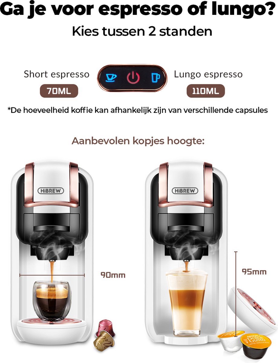 HIBREW Koffiezetapparaat voor espresso, voor warme en koude dranken