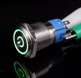 12V/24V Power LED druk schakelaar 16mm angel eye Self-locking met Kabel