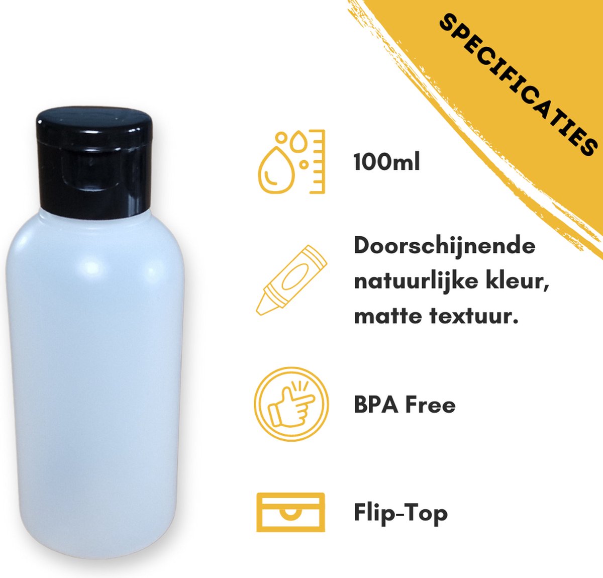 100ml fles met klepdop (10 stuks) Plastic flesjes BPA vrij