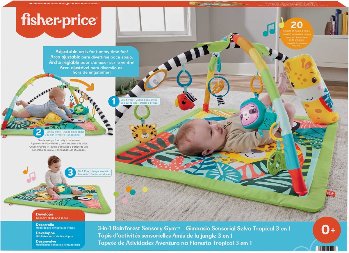Fisher-Price Baby Gym 3 in 1 Jungle - Baby speelgoed - 0 tot 6 maanden — afbeelding 2