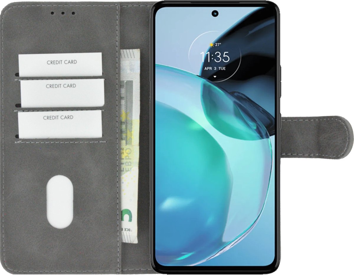 MoDo hoesje Geschikt voor Motorola Moto G73 - Kunstleer Book Case - Grijs