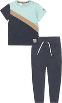 Dirkje - Kledingset - 2delig - Jongens - Short Sweat Jog Navy - Shirt Mint vlakken - Maat 80