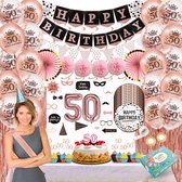 Celejoy 50 Jaar Feestpakket - Premium Rose Gouden Abraham/Sarah Decoraties met Ballonnen, Slingers & Feestartikelen