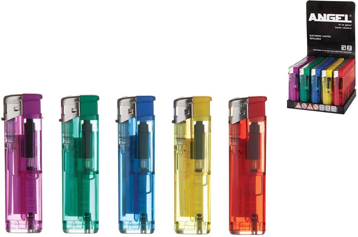 Goedkoopste Angel - Aansteker - Transparant electronic lighters - Display 50 stuks