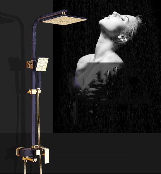 Zwarte Goud 3 Functie Douche Set Vierkante Muur Douche Kop Wit Badkamer Douche Kraan... bol