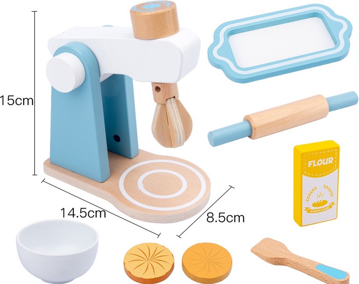 Zoem – Deegmachine – Keukenmachine - Blender - Houten speelgoed - Speelkeuken - Duurzaam - Hout - Koken - Kinderkeuken - Keukenaccessoires - Cadeau – Verjaardag - Speelgoed — afbeelding 2
