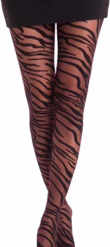 Dames panty - Zebra stijl - Verkleedpanty - Extra comfort - 40Den - Maat L/XL - Zwart