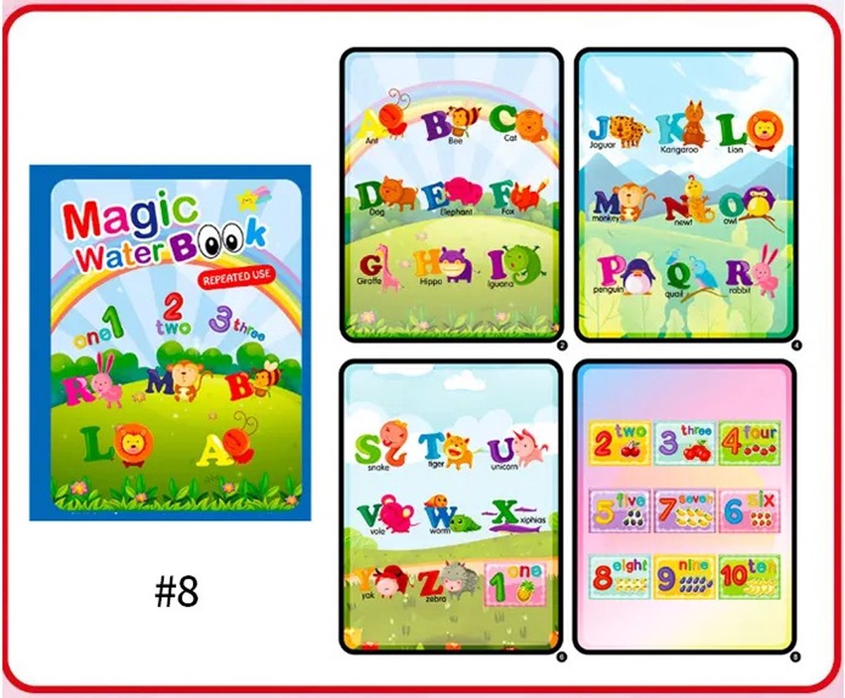 Winter Uitverkoop! 1+1 Deal Zomervakantie | Vaderdag Cadeau | Magisch Water Kleurboek voor Kinderen | Zomeractie | Herbruikbare Water Tekening | Kleuren met Waterpen | Alphabet met Dieren